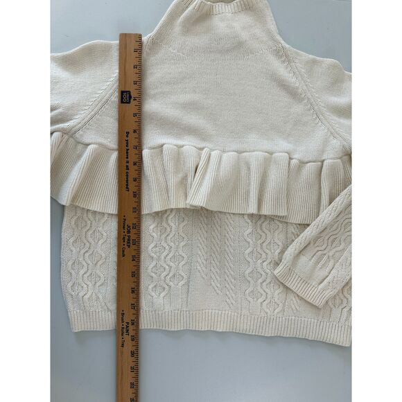 Project Naadam Women's Ruffle Cream Ivory Sweater Cotton Acrylic Size S - Picture 10 of 12